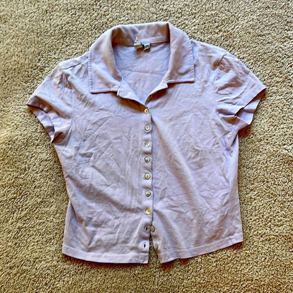 & other stories purple/ violet crop shirt